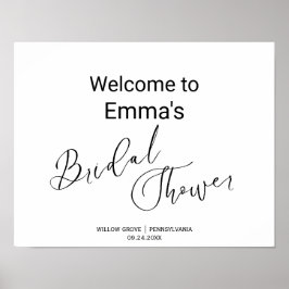 Eenvoudig zwart kalligrafie douchebord poster