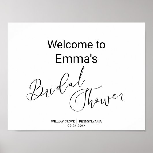 Eenvoudig zwart kalligrafie douchebord poster (Voorkant)