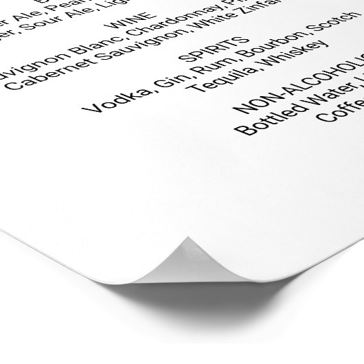 Eenvoudig zwart kalligrafie-drankkaartje poster (Hoek)