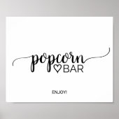 Eenvoudig zwart kalligrafie Popcorn Bar bord Poster (Voorkant)