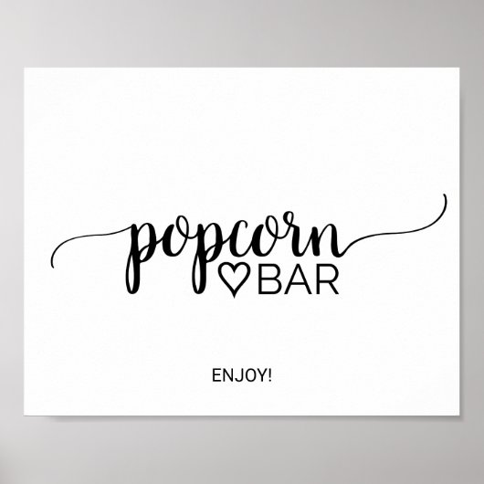Eenvoudig zwart kalligrafie Popcorn Bar bord Poster (Voorkant)