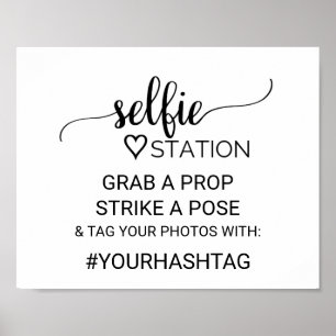 Eenvoudig zwart kalligrafie Selfie Station bord Poster