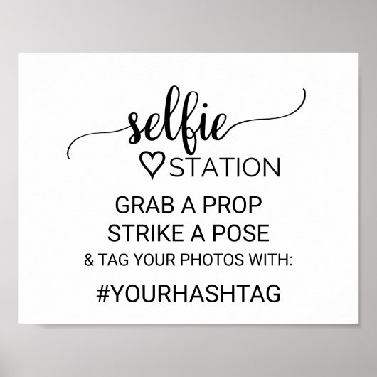 Eenvoudig zwart kalligrafie Selfie Station bord Poster (Voorkant)