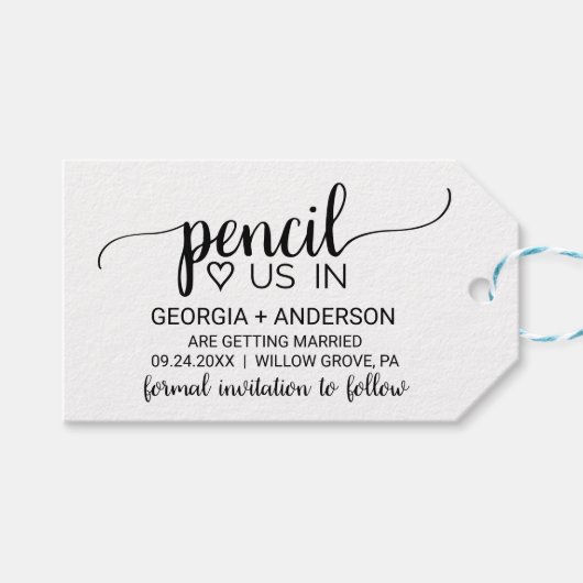 Eenvoudig zwart kalligrafiespotlood sparen de Datu Cadeaulabel (Voorkant (Horizontaal))