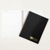 Eenvoudig zwart leder, aangepast monogram planner (Display)