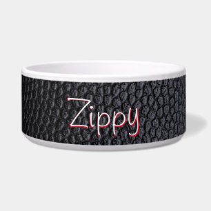 Eenvoudig zwart, leder, keramisch pakket voerbakje