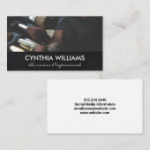 Eenvoudig zwart leder | Make-upborstels Kit Visitekaartje (Voorkant / Achterkant)