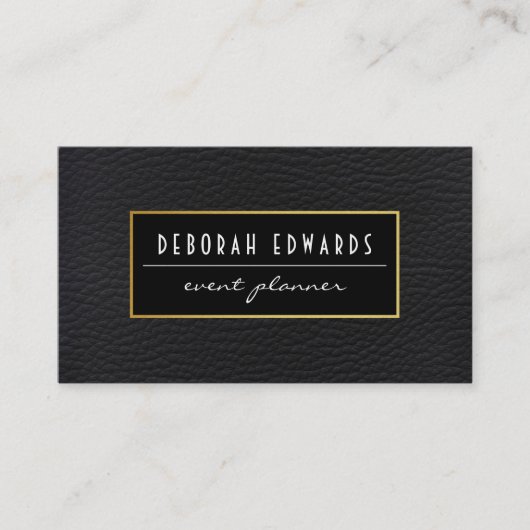 Eenvoudig zwart leder met Gold Lijst Visitekaartje (Voorkant)