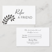 Eenvoudig zwart leder Verwijs een vriend Aanbevelingskaartje (Voorkant / Achterkant)