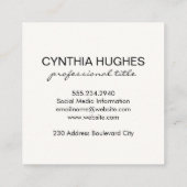 Eenvoudig zwart leder vierkante visitekaartje (Achterkant)