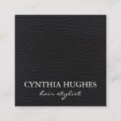 Eenvoudig zwart leder vierkante visitekaartje (Voorkant)