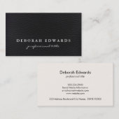 Eenvoudig zwart leder visitekaartje (Voorkant / Achterkant)