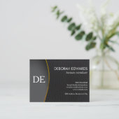 Eenvoudig zwart lederen monogram visitekaartje (Staand voorkant)