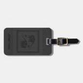 Eenvoudig zwart leer en olifanten bagagelabel (Voorkant horizontaal)