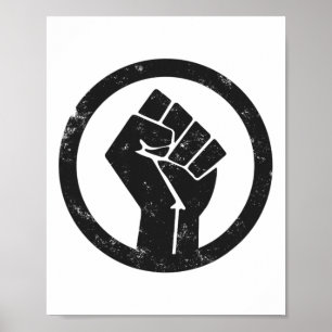 Eenvoudig zwart levensmateriaal protestkracht vuis poster