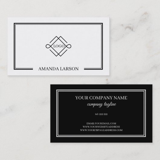 Eenvoudig zwart Lijst Visitekaartje (Voorkant / Achterkant)