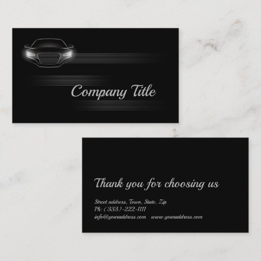 Eenvoudig zwart luxe auto bedrijf Visitekaartje (Voorkant / Achterkant)
