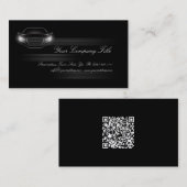 Eenvoudig zwart luxe auto bedrijf Visitekaartje QR (Voorkant / Achterkant)