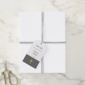 Eenvoudig, Zwart met een Gouden Kruis Doop Dank U Cadeaulabel (Met Touw)