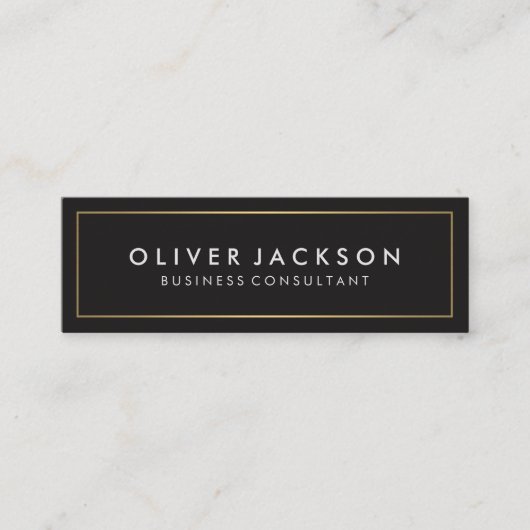 Eenvoudig zwart met Gold Border Mini Visitekaartje (Voorkant)