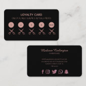 Eenvoudig zwart met Roos Gold-schaar Klantenkaartje (Voorkant / Achterkant)