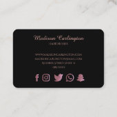 Eenvoudig zwart met Roos Gold-schaar Visitekaartje (Achterkant)