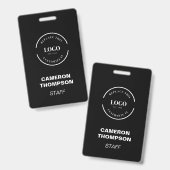 Eenvoudig Zwart met witte logo business personeel  Badge (Front & Back)