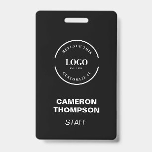 Eenvoudig Zwart met witte logo business personeel  Badge