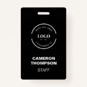 Eenvoudig Zwart met witte logo business personeel  Badge (Achterkant)