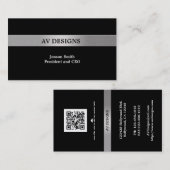 Eenvoudig zwart met zilver Visitekaartje (Voorkant / Achterkant)