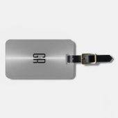 Eenvoudig zwart Metallic Zilver Roestvrij Staal Ki Bagagelabel (Voorkant horizontaal)