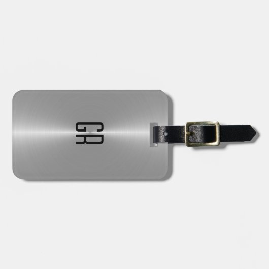 Eenvoudig zwart Metallic Zilver Roestvrij Staal Ki Bagagelabel (Voorkant horizontaal)