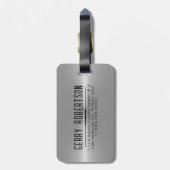 Eenvoudig zwart Metallic Zilver Roestvrij Staal Ki Bagagelabel (Achterkant verticaal)