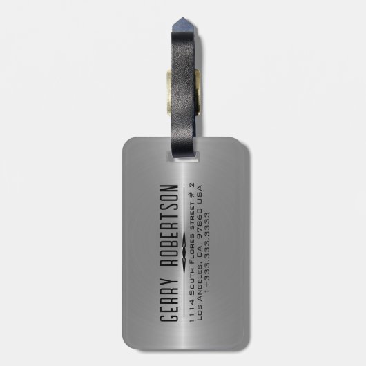 Eenvoudig zwart Metallic Zilver Roestvrij Staal Ki Bagagelabel (Achterkant verticaal)