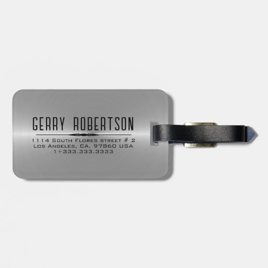 Eenvoudig zwart Metallic Zilver Roestvrij Staal Ki Bagagelabel (Achterkant horizontaal)