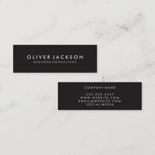 Eenvoudig zwart mini visitekaartje (Voorkant / Achterkant)