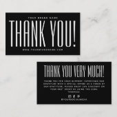 Eenvoudig zwart minimalist dank u visitekaartje (Voorkant / Achterkant)