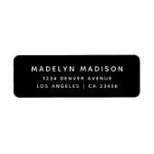 Eenvoudig zwart minimalistisch elegant retouradres etiket (Voorkant)