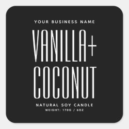 Eenvoudig zwart minimalistische soja wax smelt kaa vierkante sticker