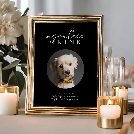 Eenvoudig Zwart Modern Animal Signature Drink Teke Poster