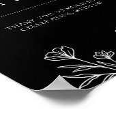 Eenvoudig Zwart Modern Bloemen Trouwgunstteken Poster (Hoek)