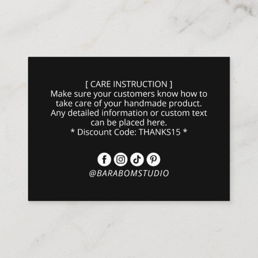 Eenvoudig Zwart Modern Dank u Business Logo Visitekaartje (Achterkant)