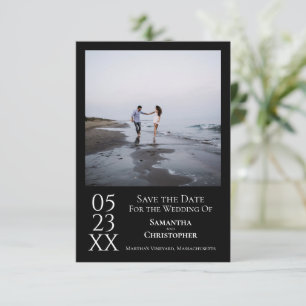 Eenvoudig zwart, modern en minimalistisch fotohuwe save the date