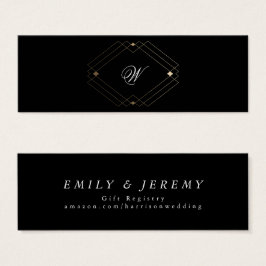 Eenvoudig zwart, modern Geometric Gold Gift Regist Mini Visitekaartjes