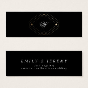 Eenvoudig zwart, modern Geometric Gold Gift Regist Mini Visitekaartjes