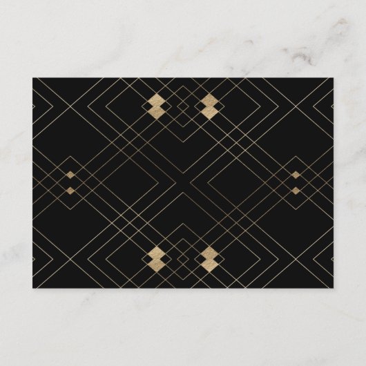 Eenvoudig zwart, modern Geometric Gold Weddenschap Informatiekaartje (Achterkant)