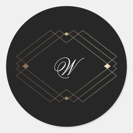 Eenvoudig zwart, modern Geometric Gold Weddenschap Ronde Sticker (Voorkant)