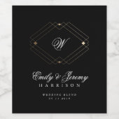 Eenvoudig zwart, modern Geometric Gold Weddenschap Wijn Etiket (Enkel label)