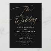 Eenvoudig zwart, modern Gold Calligraphy Weddensch Kaart (Voorkant)