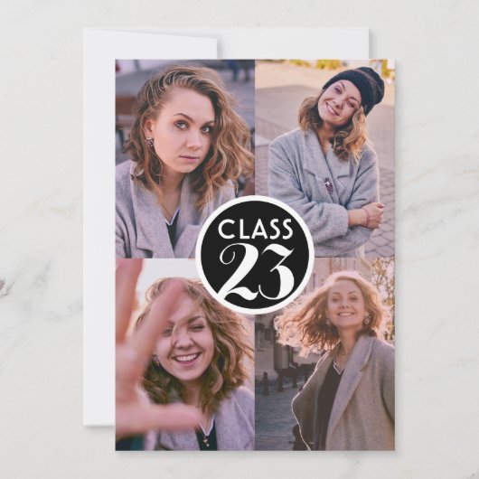 Eenvoudig Zwart Modern Minimaal Afstuderen Fotofee Kaart (Voorkant)